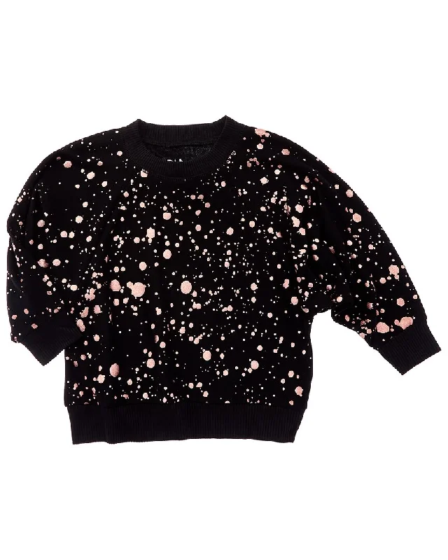 Chaser Cozy Knit Jersey Batwing Cropped Raglan Pullover Thick Cable Knit