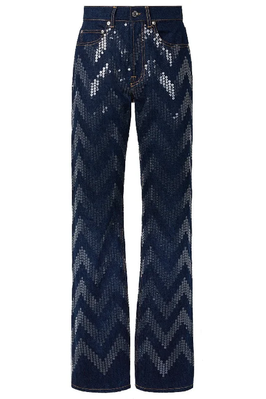 Sequin Denim Trousers Trousers Velvet Soft