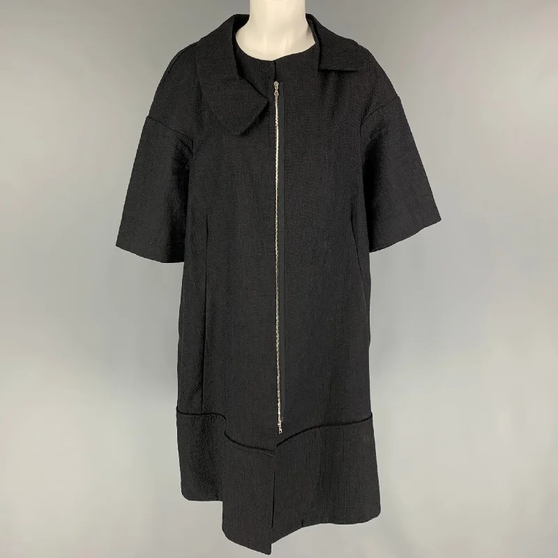 MARNI Size 8 Black Cotton Blend Short Sleeve Coat Bomber Jacket Denim Jacket Leather Jacket MARNI Size 8 Black Cotton Blend Short Sleeve Coat Bomber Jacket Denim Jacket Leather Jacket