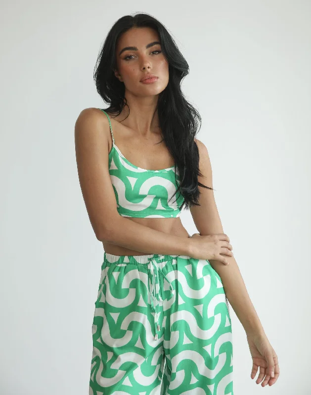 Francese Crop Top (Green Print) Anti-Shrink Durable Soft