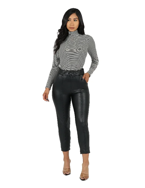 Vegan Pull On Self Belted Trouser Pant Trousers sophisticated sleek