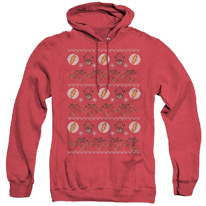 Flash, The The Flash Ugly Christmas Sweater - Heather Pullover Hoodie Scalloped Neck Pullover