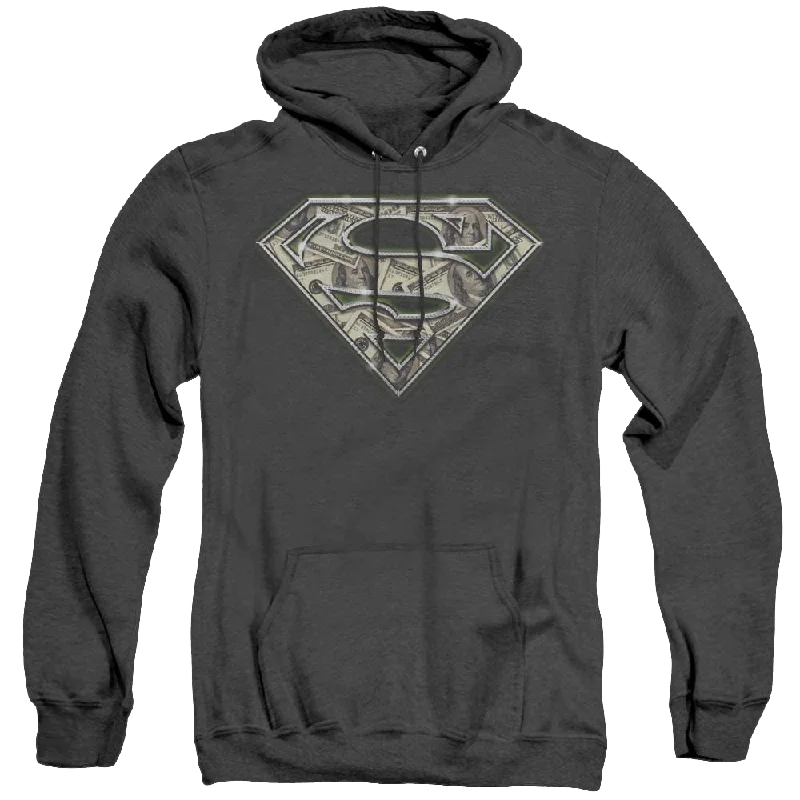 Superman All About The Benjamins - Heather Pullover Hoodie Saggy Sleeve Comfort