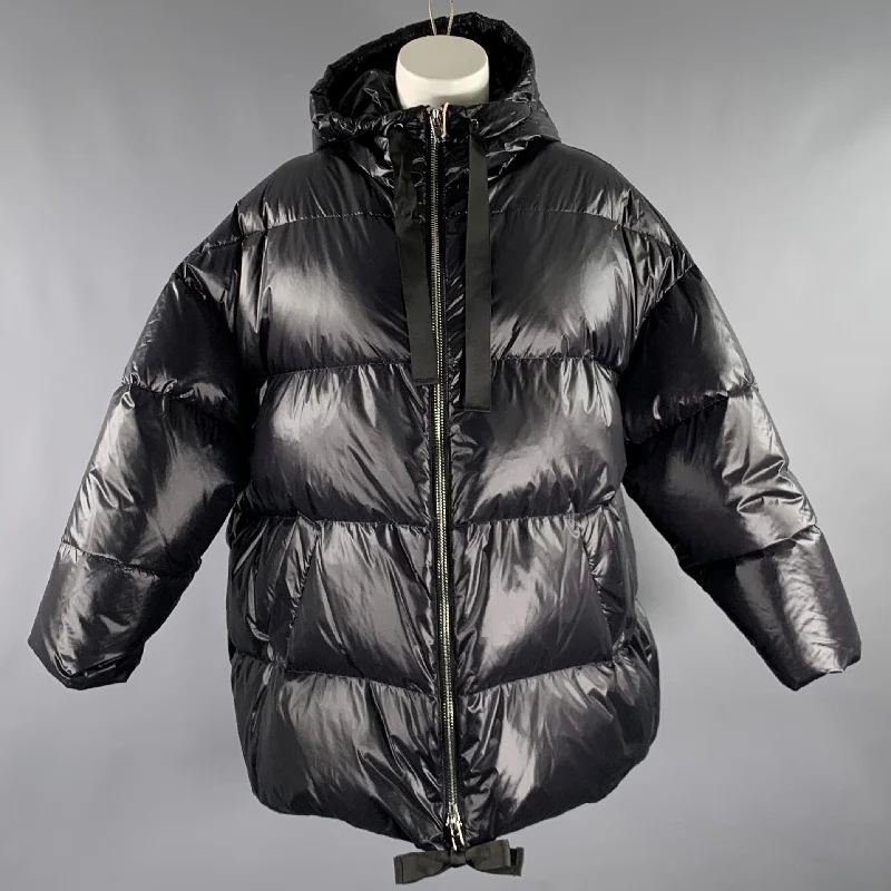 STAND STUDIO Size S -Adeline- Black Nylon Quilted Hooded Coat Hooded Caped Scarf