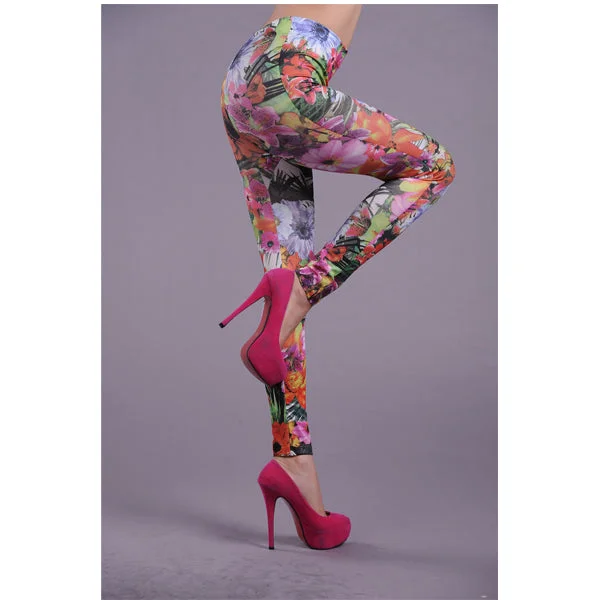 Floral Print Leggings Stylish Colorful Activewear Leggings