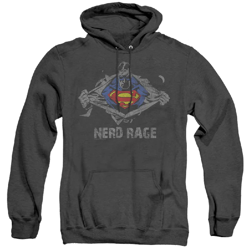 Superman Nerd Rage - Heather Pullover Hoodie Ruffle Sleeve Feminine