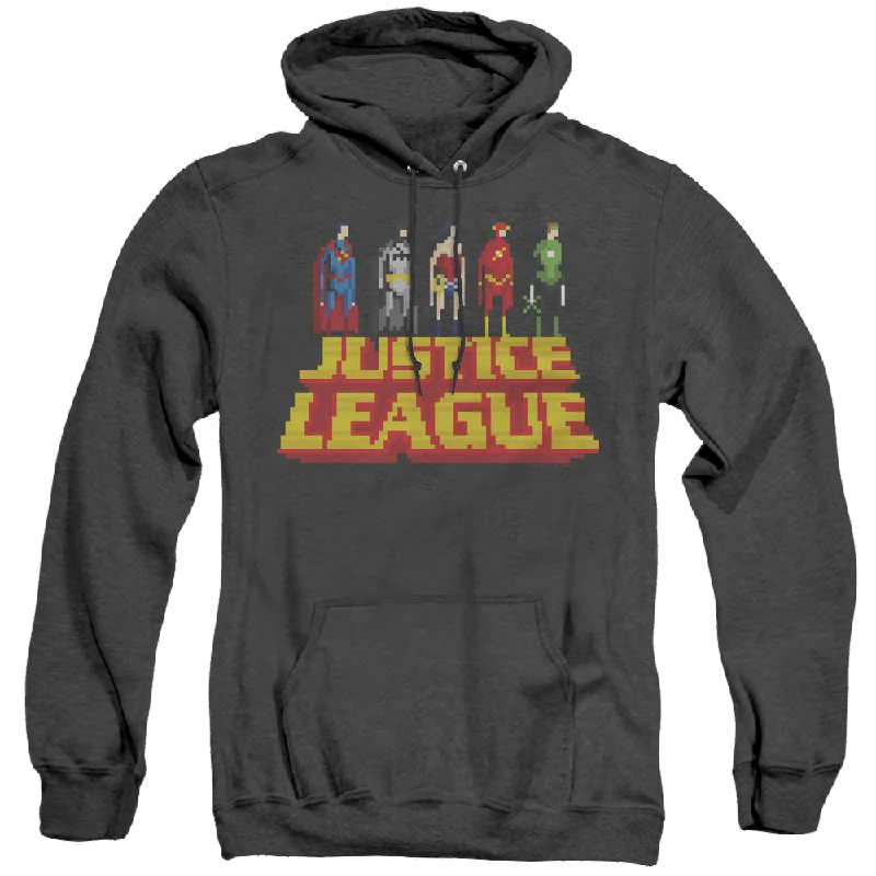 Justice League Standing Above - Heather Pullover Hoodie Ruffled Neck Pullover