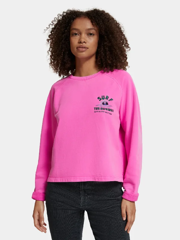 Raglan crewneck sweatshirt Hoodie with Typography Text Message