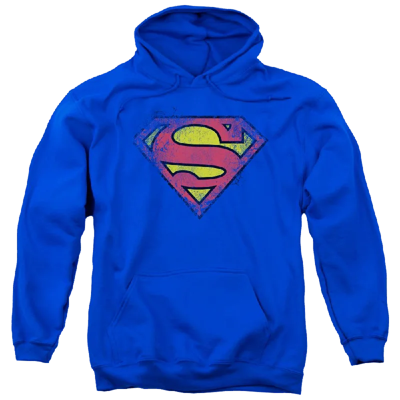 Superman Destroyed Supes Logo - Pullover Hoodie Chunky Knit Pullover