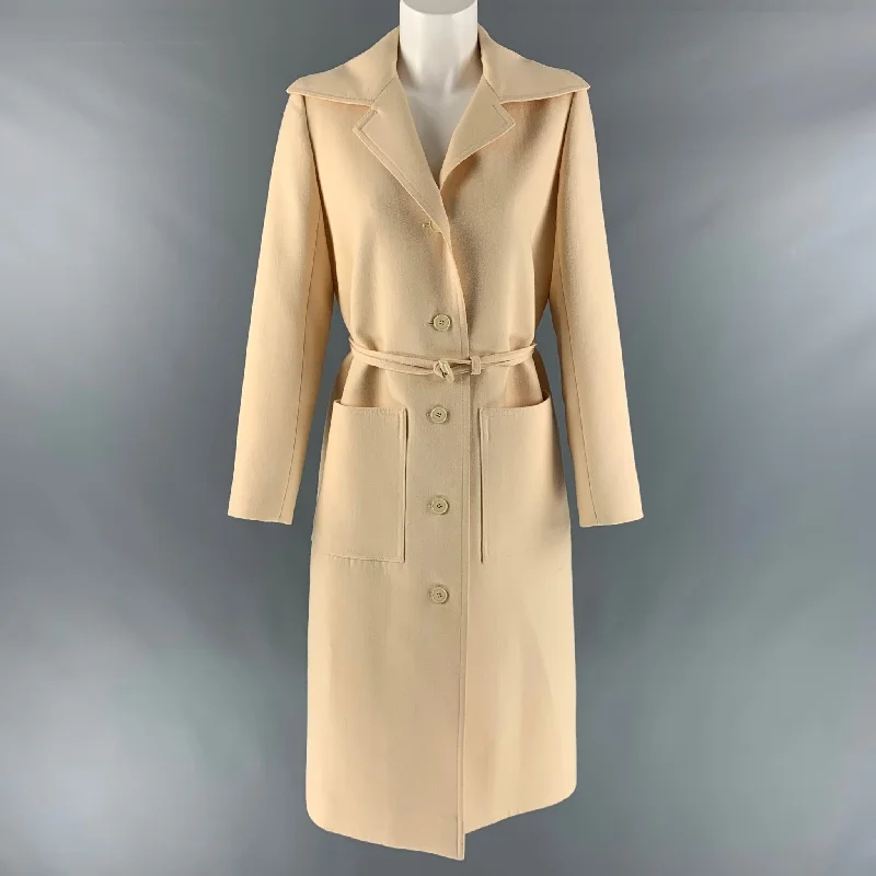 GIVENCHY Nouvelle Boutique by HUBERT Size M Cream Twill Belted Coat Trench Wool Cashmere GIVENCHY Nouvelle Boutique by HUBERT Size M Cream Twill Belted Coat Trench Wool Cashmere