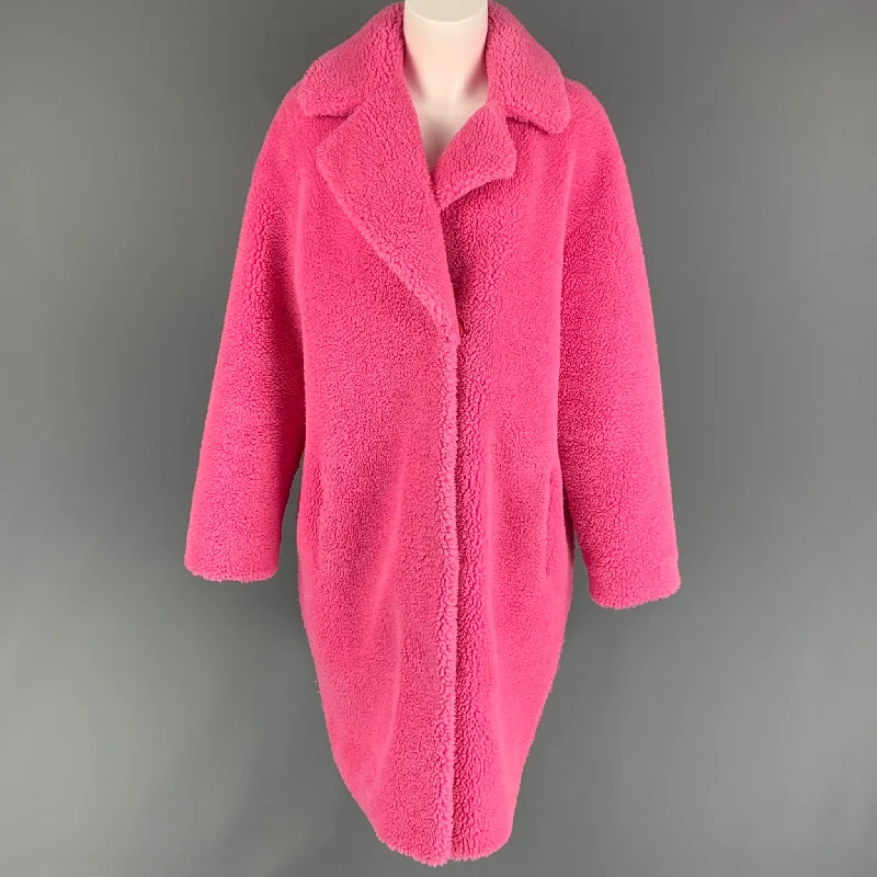 STAND STUDIO Size M Pink Faux Fur Notch Lapel Coat Shawl Collar Notch Collar Lapel Collar STAND STUDIO Size M Pink Faux Fur Notch Lapel Coat Shawl Collar Notch Collar Lapel Collar