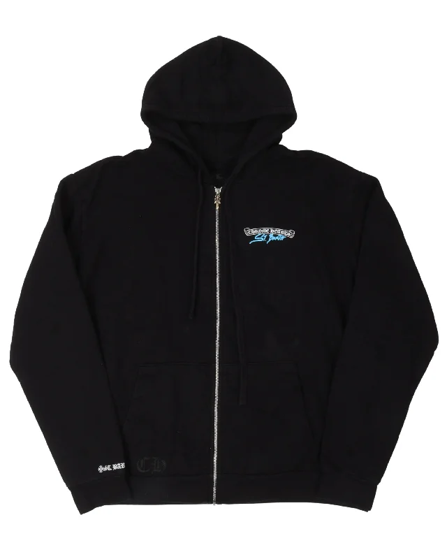 St Barth Zip Up Sweatshirt Hoodie with Drop Shoulder Relaxed Streetwear