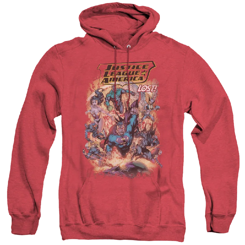 Justice League Lost - Heather Pullover Hoodie Plunging Neck Pullover