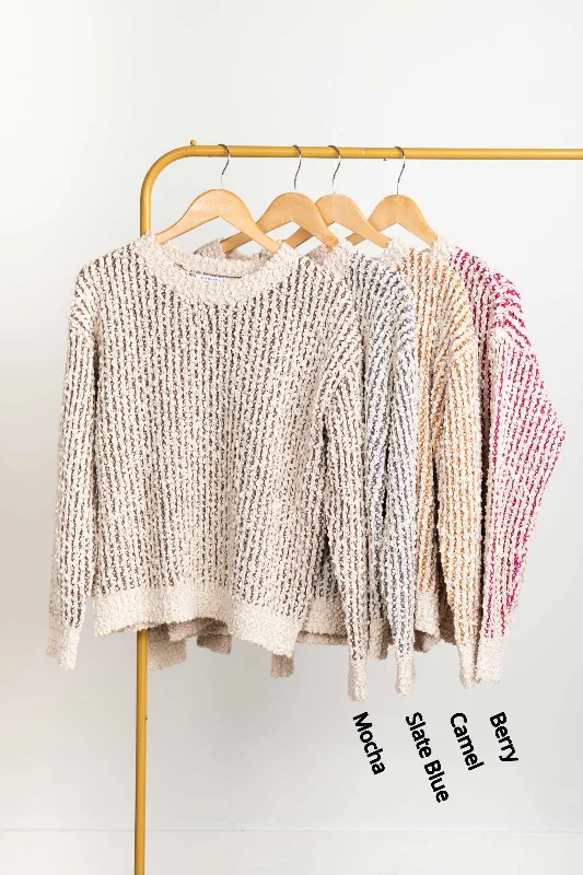 Popcorn Pullover Sweater Thick Cable Knit