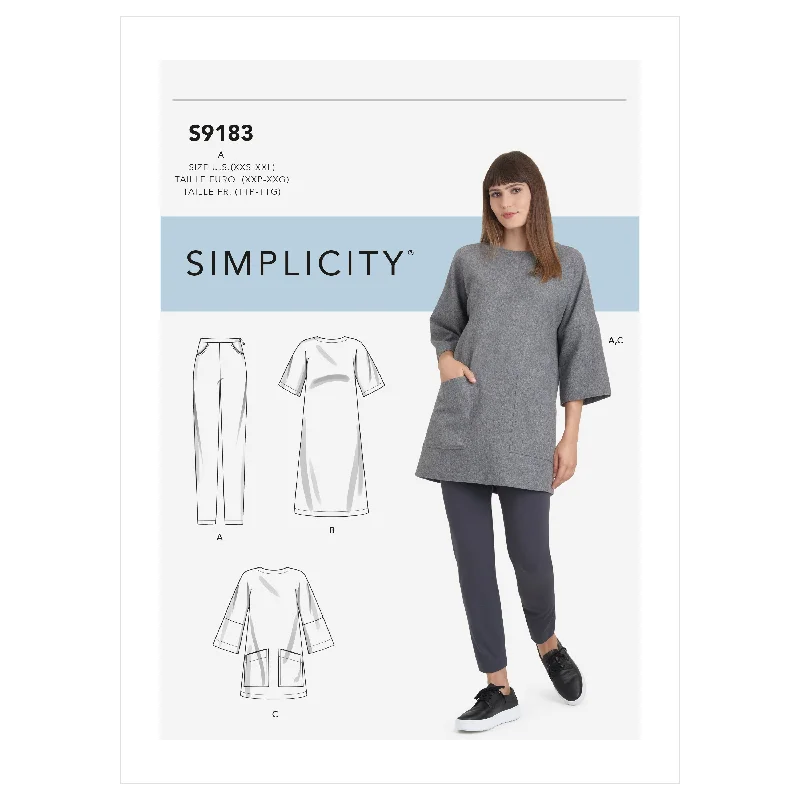 Simplicity Pattern 9183 Misses' Tunic, Top, Dress & Legging Trendy Flared Leggings