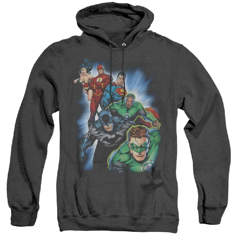 Justice League Heroes Unite - Heather Pullover Hoodie High Neck Pullover