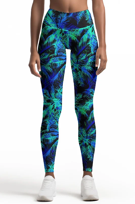 Electric Jungle Lucy Printed Performance Leggings - Women Comfortable Capri-Length Leggings Electric Jungle Lucy Printed Performance Leggings - Women Comfortable Capri-Length Leggings
