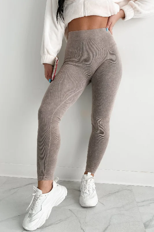 No Rush Washed Seamless Leggings (Peach Charcoal) Trendy Seamless Fit Leggings