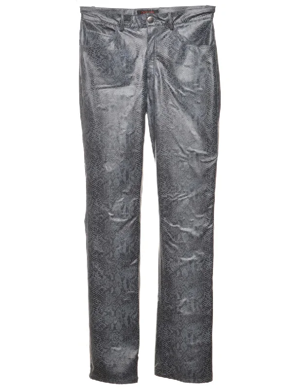 Snakeskin Pattern Faux Leather Trousers - W29 L31 Trousers trendy modern