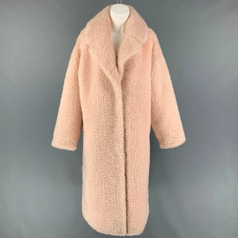STAND STUDIO Size S Pale Pink Polyester Faux Fur Notch Lapel Coat Rayon Velvet Corduroy STAND STUDIO Size S Pale Pink Polyester Faux Fur Notch Lapel Coat Rayon Velvet Corduroy