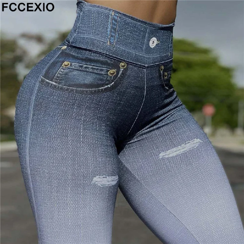 Fitness Leggings Comfortable Ribbed Waistband Leggings
