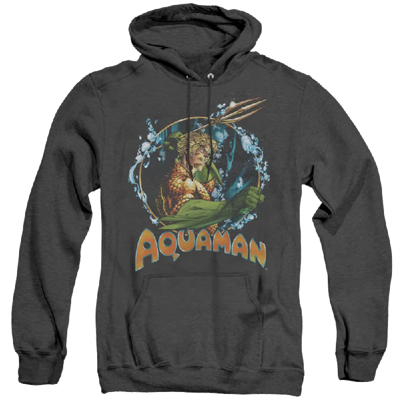 Aquaman Ruler Of The Seas - Heather Pullover Hoodie Fitted Ribbed Sweater