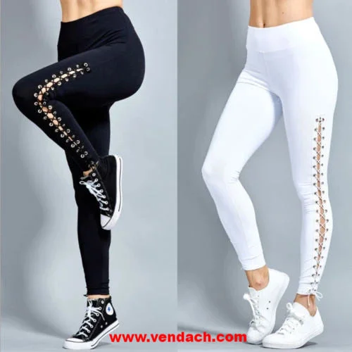 Laced Up Leggings Comfortable Slip-On Leggings