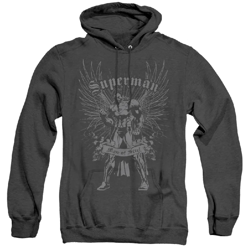 Superman Steel - Heather Pullover Hoodie Slim Sleeve Pullover
