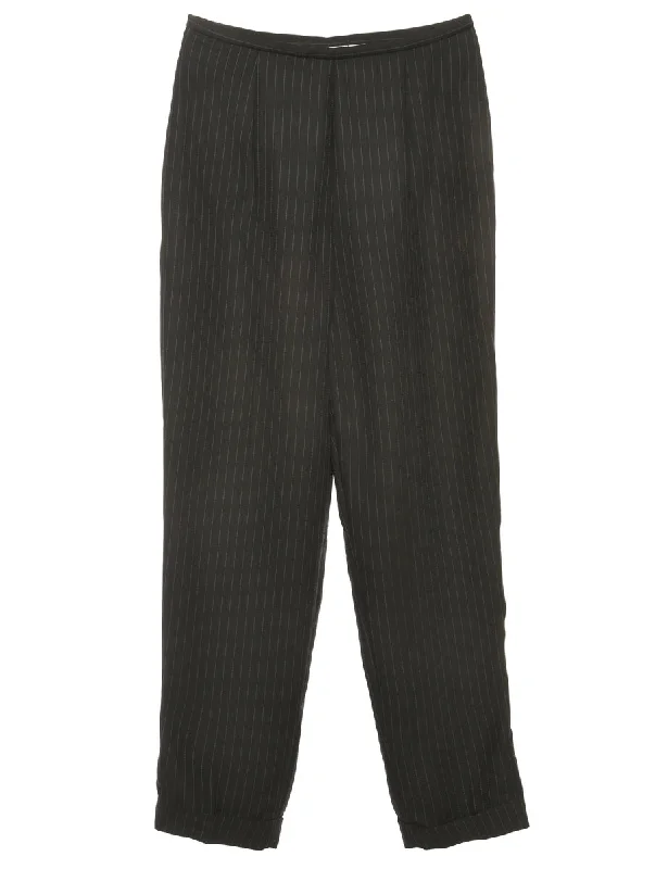 Liz Claiborne Pinstriped Black & White Trousers - W28 L30 Trousers Seasonal Trendy