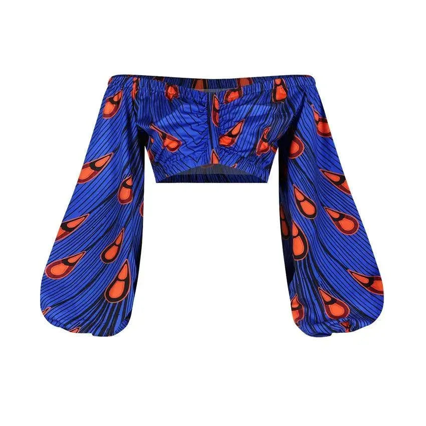 African Print Crop Tops Chenille Blend Fleece Blend Nylon Blend