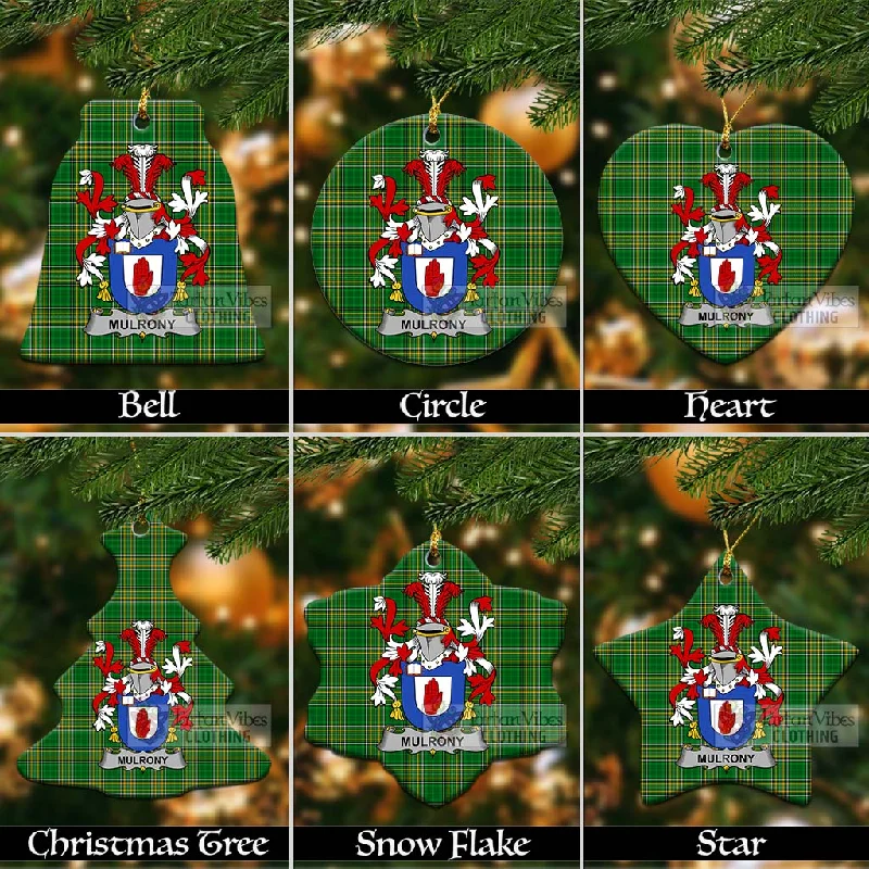 Mulrony Irish Clan Tartan Christmas Ceramic Ornament with Coat of Arms Blouse Shirt Tunic Mulrony Irish Clan Tartan Christmas Ceramic Ornament with Coat of Arms Blouse Shirt Tunic
