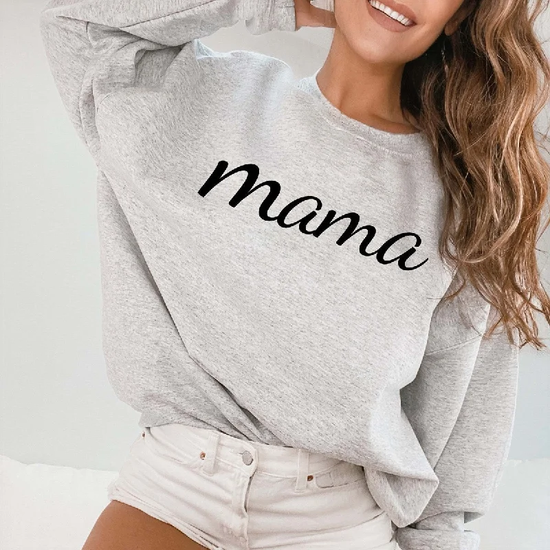 Custom Mama Crew Sweatshirt Cotton Hoodie Fleece Lining Warmth