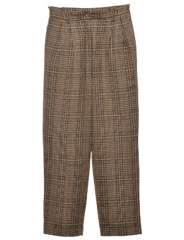 Dogtooth Black & Brown Trousers - W26 L27 Trousers cozy comfortable