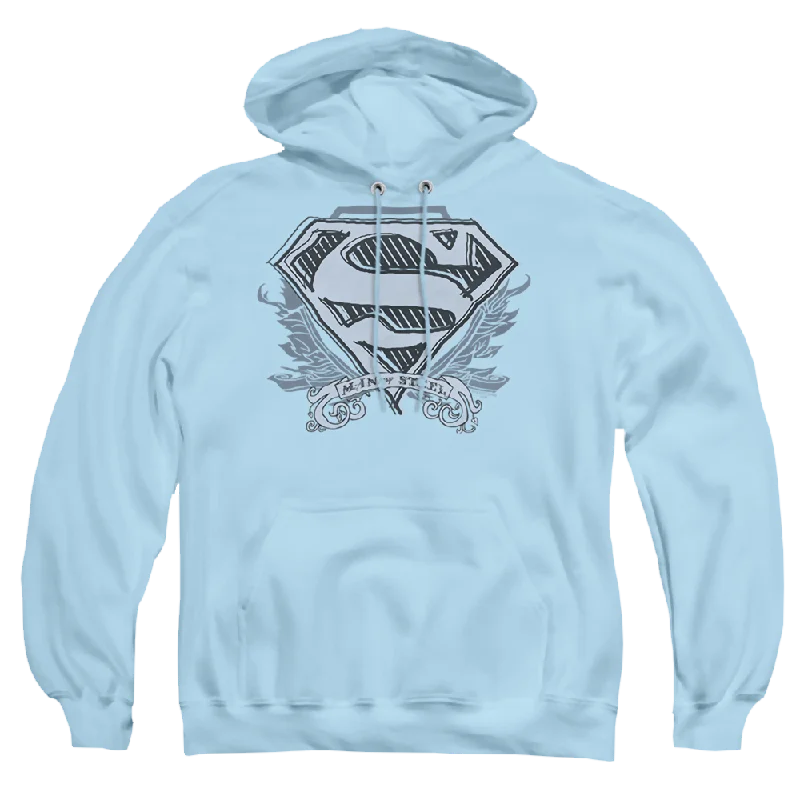 Superman Sketchy Crest Shield - Pullover Hoodie Asymmetrical Hem Sweater