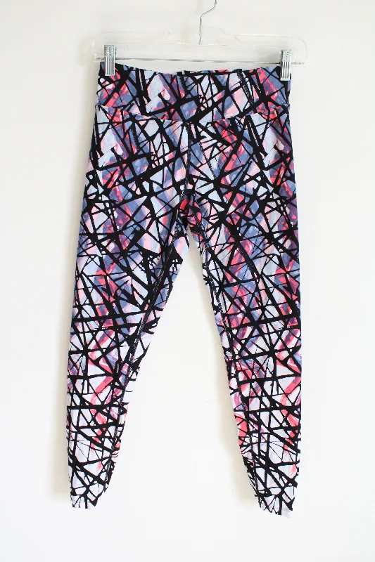 Calvin Klein Performance Black Blue Pink Patterned Leggings | S Trendy Flared Leggings