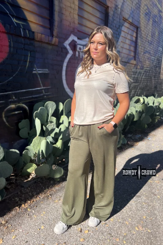 Texline Olive Trousers Cropped Trousers Casual Linen