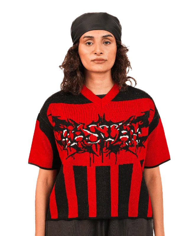 "GRAFFITI" JACQUARD CROP TOP Spandex Blend Rayon Blend Denim Blend