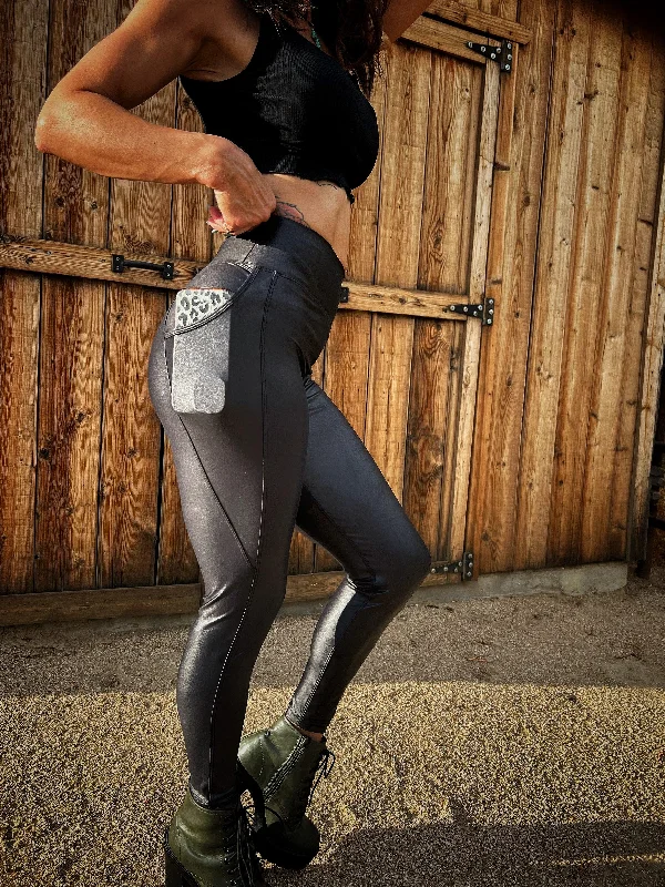 DDD SIDE POCKET FAUX LEATHER LEGGINGS Stylish Everyday Leggings