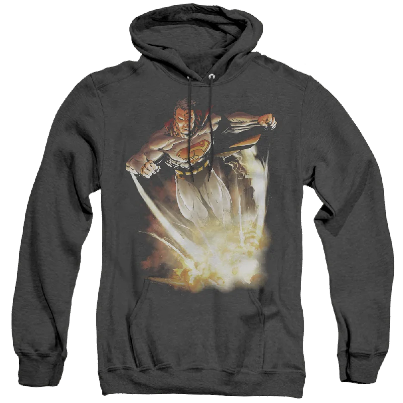 Superman Explosive - Heather Pullover Hoodie Tapered Sleeve Pullover