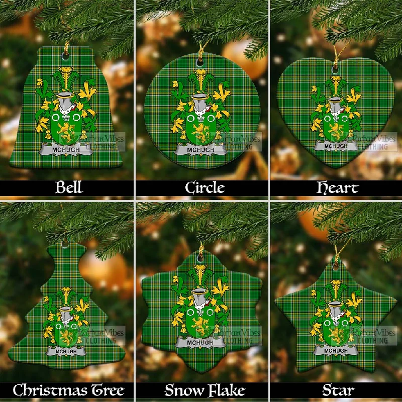 McHugh Irish Clan Tartan Christmas Ceramic Ornament with Coat of Arms Appliqued Beaded Sequined McHugh Irish Clan Tartan Christmas Ceramic Ornament with Coat of Arms Appliqued Beaded Sequined