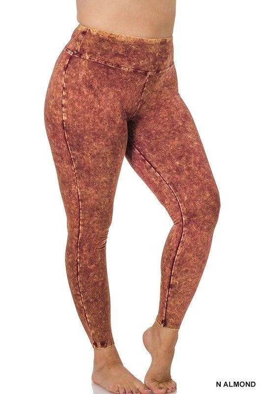 ZENANA | Plus Mineral Washed Wide Waistband Yoga Leggings Comfortable Compression Leggings ZENANA | Plus Mineral Washed Wide Waistband Yoga Leggings Comfortable Compression Leggings