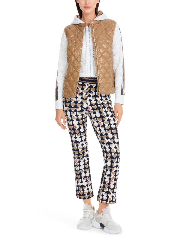 MARC CAIN Navy Trousers With Hearts Trousers Elastic Waist Soft