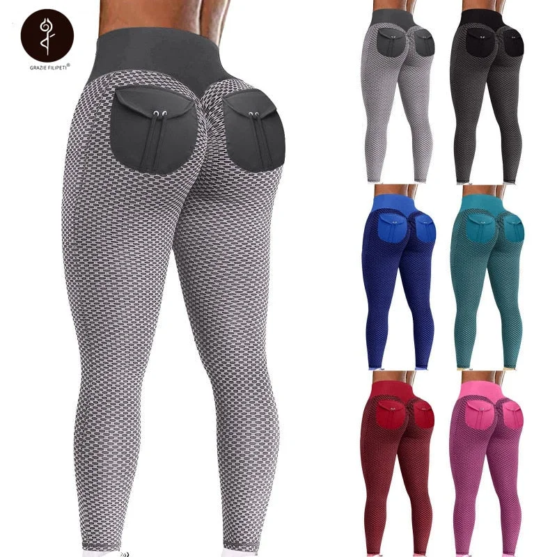 High Waist Leggings With Back Pocket Fashionable Quick-Dry Yoga Pants