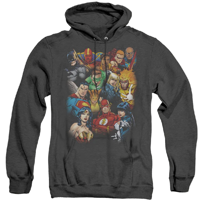 Justice League The Leagues All Here - Heather Pullover Hoodie Shawl Collar Sweater