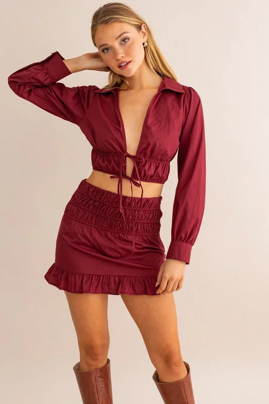 Romanticize Life Long Sleeve Collared Crop Top - Final Sale Layered Multi-layer Single Layer Romanticize Life Long Sleeve Collared Crop Top - Final Sale Layered Multi-layer Single Layer