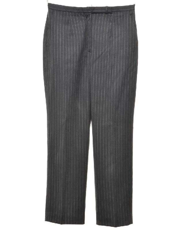 Pinstriped Grey Trousers - W30 L30 Trousers Bootcut Casual