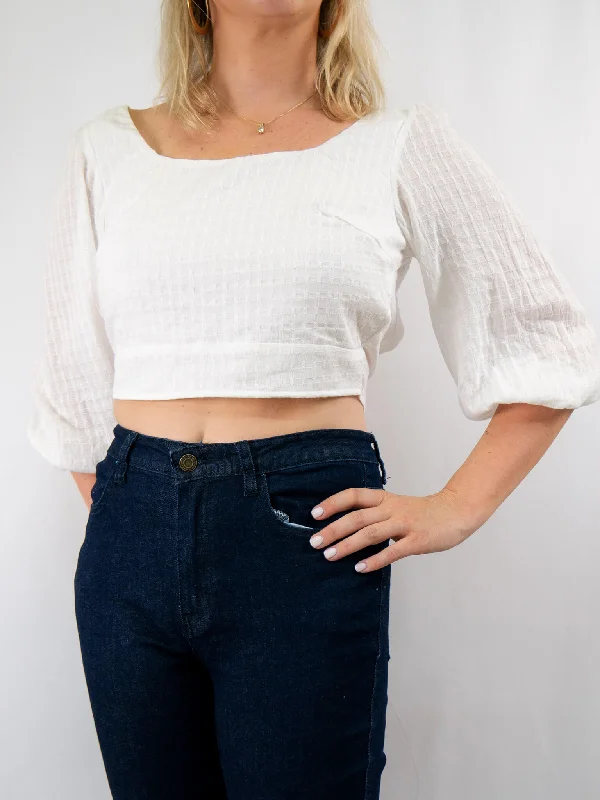 Linen Days Crop Top Real Fur Shearling Chenille