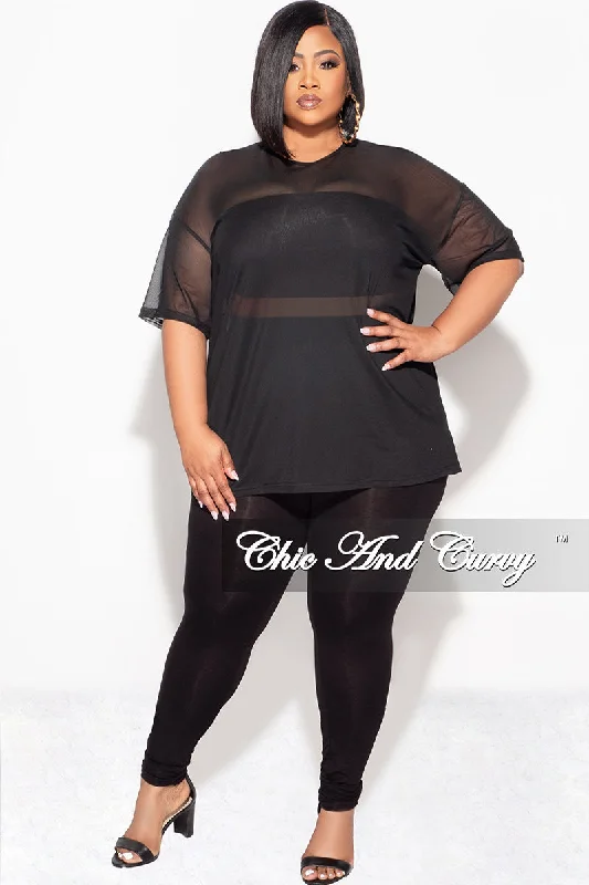 Final Sale Plus Size 3pc Set Mesh Top, Bandeau & Leggings with Briefs in Black Stylish Side-Stripe Leggings Final Sale Plus Size 3pc Set Mesh Top, Bandeau & Leggings with Briefs in Black Stylish Side-Stripe Leggings