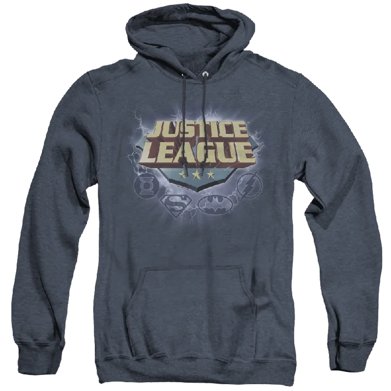 Justice League Storm Logo - Heather Pullover Hoodie Leg Sleeve Comfort