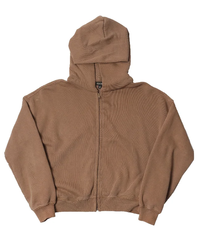 Season 6 Brown Zip Up Hoodie Hoodie with Pocket Utility Practical
